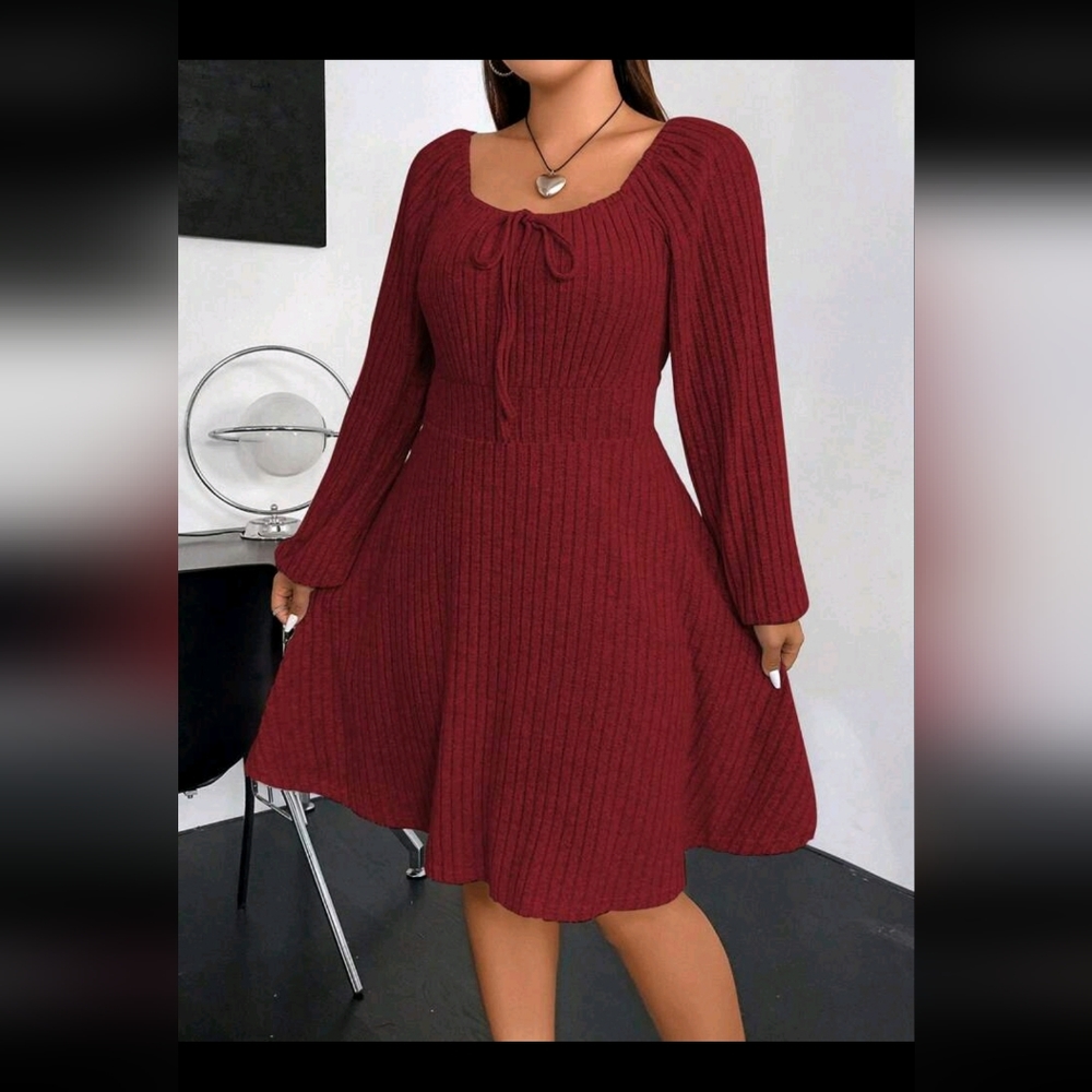 Shein - Knitted Burgundy Dress